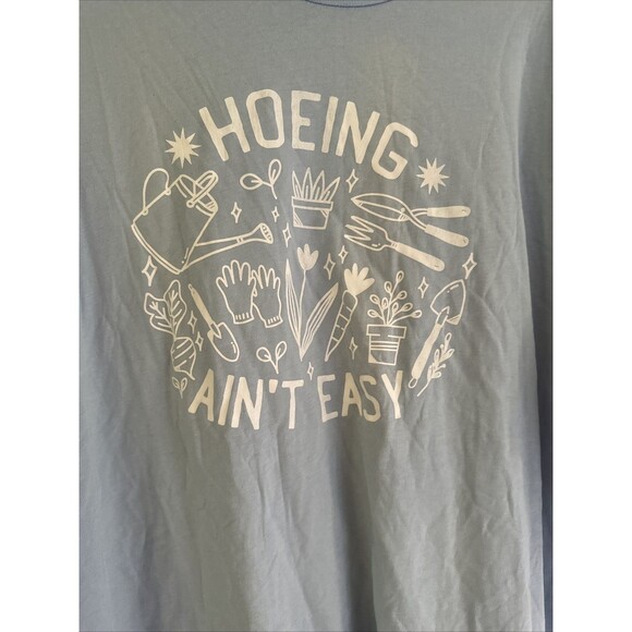 Bella Canvas T Shirt Hoeing Ain’t Easy‎ Gardening Women’s 2XL Light Blue - Picture 3 of 4